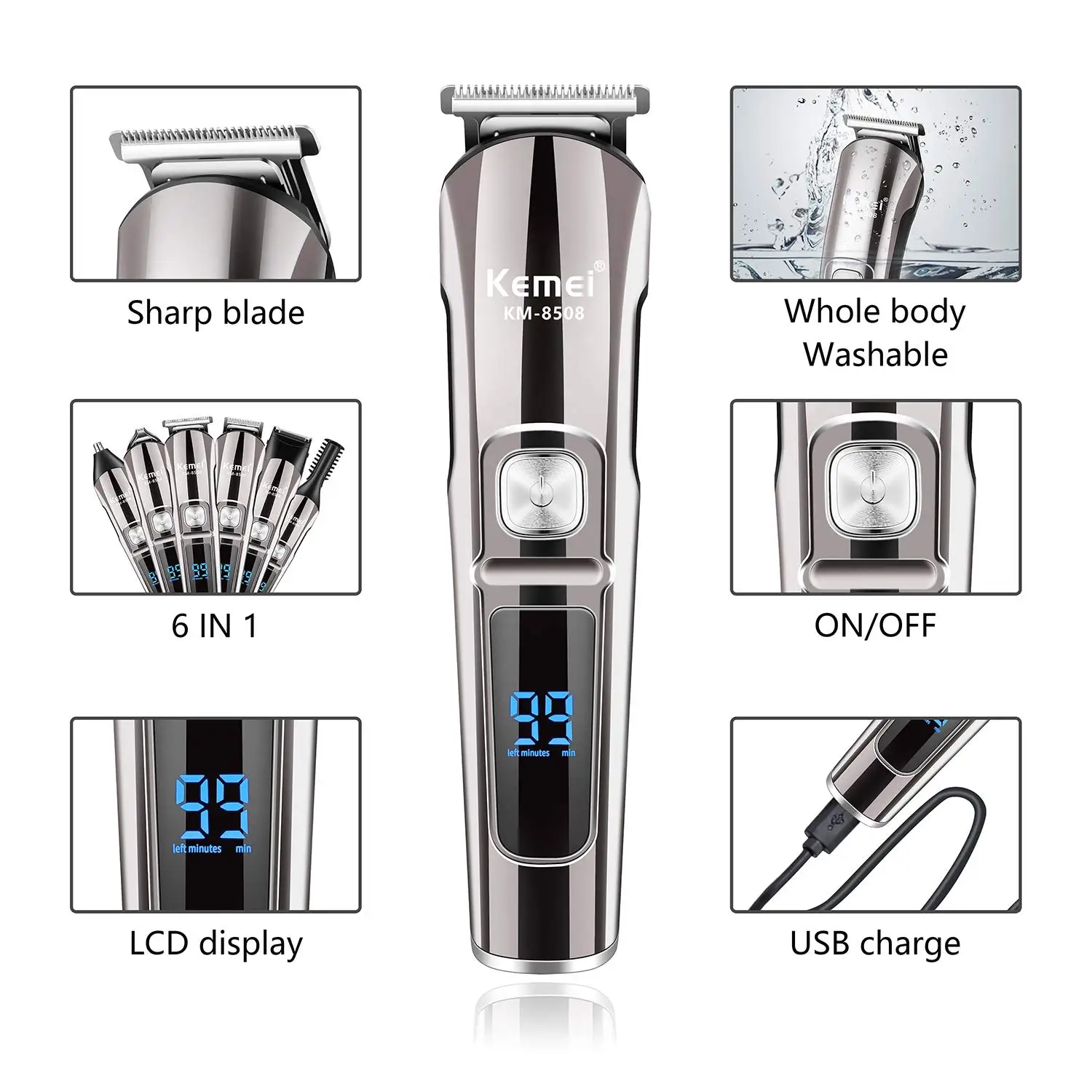 Kemei Professional Multifuncti - đánh giá và giá Mens Grooming Box